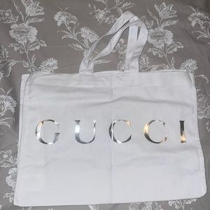 Gucci white canvas tote